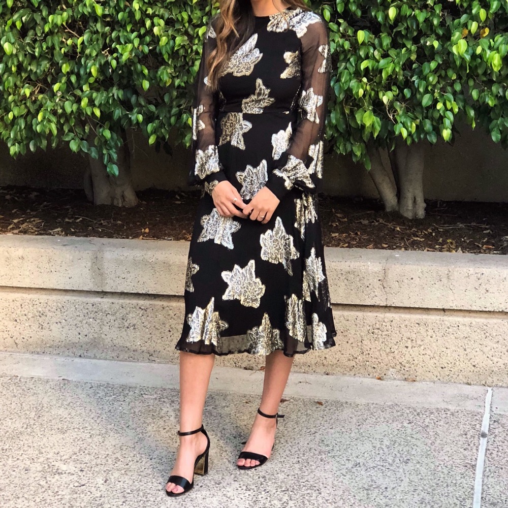 ASOS Foil Floral Midi Dress